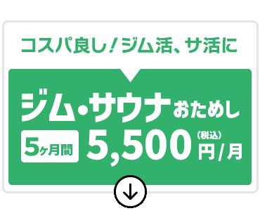 コスパ良し！ジム活、サ活、ヨガ活に。ジム・サウナおためし会員を見る