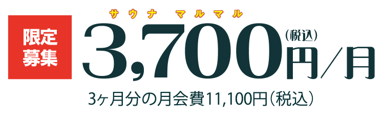 限定募集！3,700円/月。3ヶ月分の月会費11,100円（税込） 