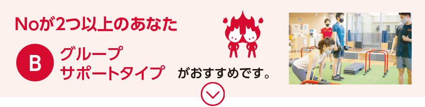 Noが２つ以上のあなた「B」グループサポートタイプがおすすめです。