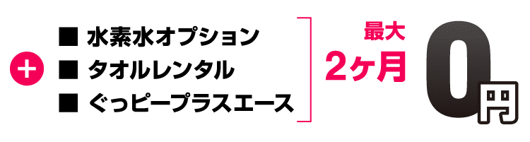水素水、タオルレンタル、ぐっピープラスオプション最大2ヶ月0円